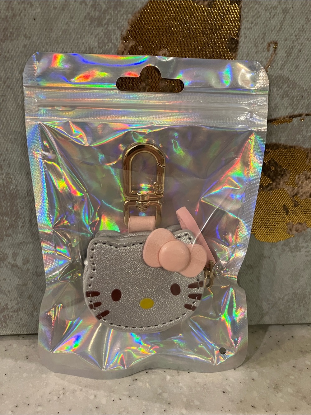 CHOOSE 1 Hello Kitty Keychain Bag Charm Zippered Pocket Silver, Black, White - Picture 3 of 5